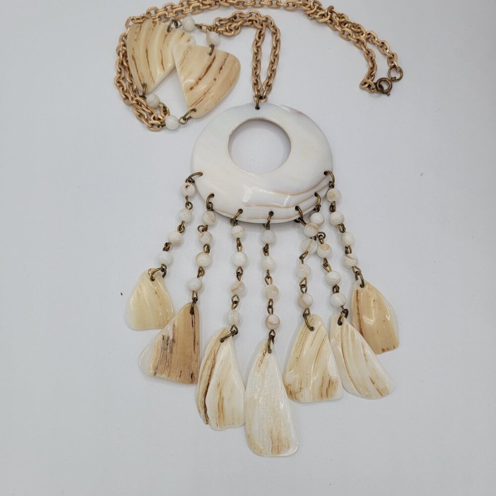 Boho Mother of Pearl Shell Dangling Necklace